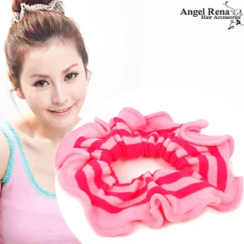 【Angel Rena】荷葉波浪無接縫大腸圈髮束-橫紋˙粉紅桃層