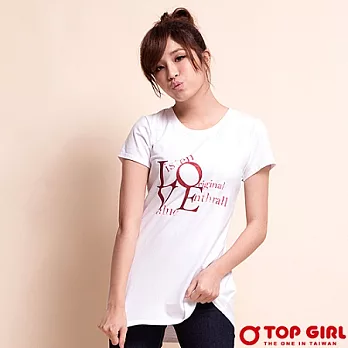 【TOP GIRL】LOVE顯瘦長版圓領Tee-女(經典白)M經典白