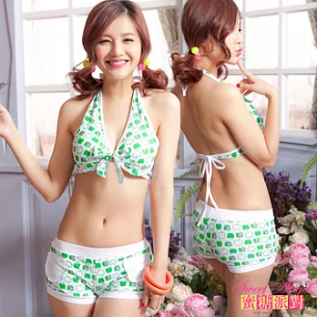 【蜜糖派對 Sweet Angel】泳裝/比基尼。活力點點 綠