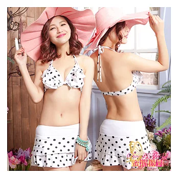 【蜜糖派對 Sweet Angel】泳裝/比基尼。活力點點 白