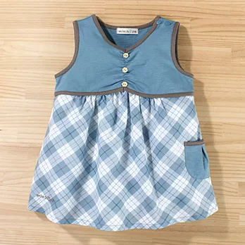 百事特童裝e店【minihope】小花釦格子長上衣100灰藍