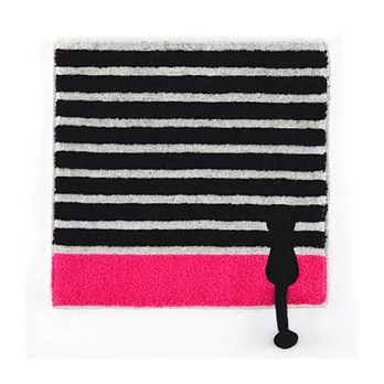 ATSUKO 條紋貓咪尾巴小方毛巾-深藍