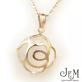 【JEM】瑰麗白貓眼石德國鋼玫瑰金項鍊(QD08)