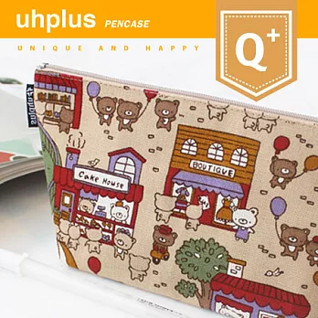 uhplus Q-plus/寬底筆袋- 小熊夏日樂園