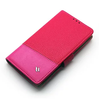 Redberry SONY Xperia ZL (C6502) 雙料縫線 側掀(立架式)皮套蜜桃紅
