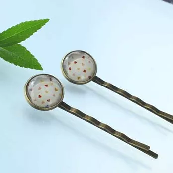 點點心意髮夾一對(愛心)‧輕靈之森手工療癒系