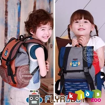 【kids zoo】機器人拼色雙肩背包_兩色可選藍色
