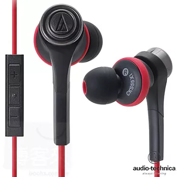 日本鐵三角 Audio-Technica ATH-CKS55Xi 黑紅色BRD 重低音 iPod/iPhone/iPad專用耳機