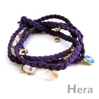 韓國【Hera】飾品 多層皮繩歐美編織墜物手鍊(八色-浪漫紫)