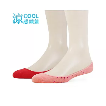 【 PuloG 】涼感超低跟防滑隱形襪-2雙入紅/甜美紅