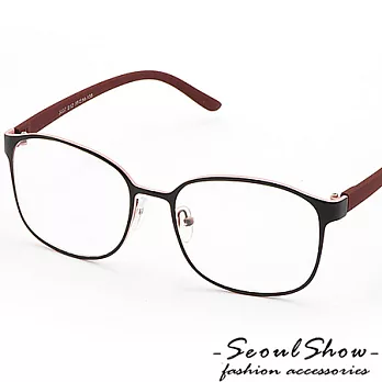 【Seoul Show】蔚藍晴空　細方框平光眼鏡 (3037紅黑)