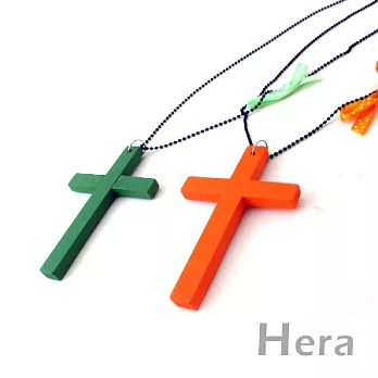 【Hera】赫拉 韓國飾品螢光色十字架項鍊/長鍊(二色任選)螢光橘