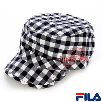 FILA 經典格紋軍帽-藍黑