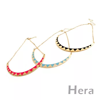 【Hera】赫拉 韓國飾品螢光三角半圓烤漆項鍊/鎖骨鍊(三色任選)螢光黑