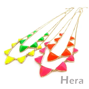 【Hera】赫拉 韓國飾品螢光立體三角寶石項鍊(四色任選)螢光橘