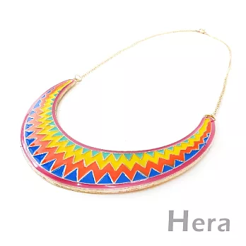 【Hera】赫拉 韓國飾品螢光幾何波浪半圓烤漆項鍊/鎖骨鍊(彩色螢光)