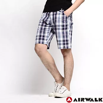 【美國 AIRWALK】雅痞經典平織休閒褲-男(格紋藍)M格紋藍-M