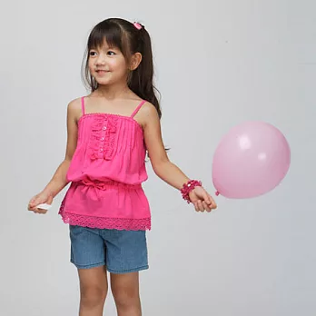 【C.H.K.】女童花邊細肩帶背心100玫紅