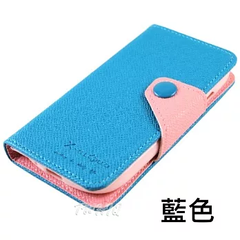 Samsung Galaxy S3 mini (i8190) 雙色系列 側掀皮套藍色