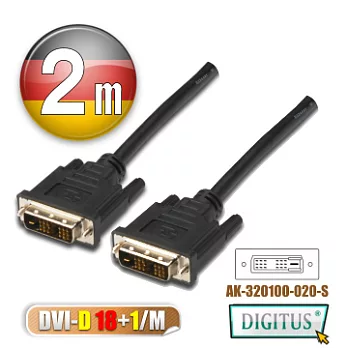 曜兆DIGITUS DVI-D (18+1) 2 公尺圓線(公-公)