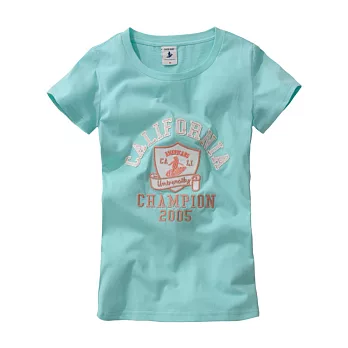 【CACO】貼布繡花美式短TS湖藍