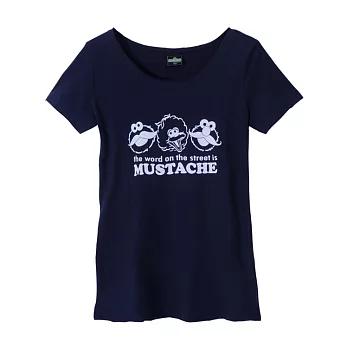 【CACO】芝麻街ELMO翹鬍子短TS深藍色