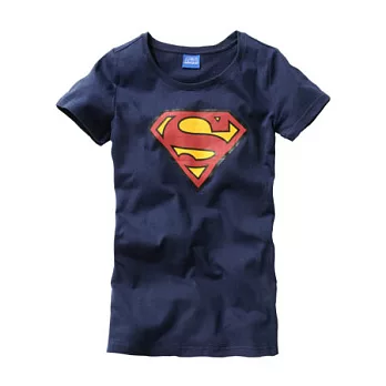 【CACO】超人大LOGO短TS深藍色