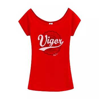 【CACO】vigor植絨徽章短TS紅