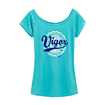 【CACO】vigor植絨徽章短TS藍綠