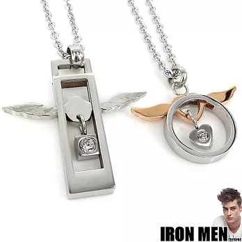 【IRON MEN】法蘭西天使灣戀人˙珠寶白鋼對鍊(銀/玫瑰金)