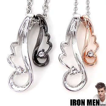 【IRON MEN】比利時天使之吻˙雙羽翼珠寶白鋼對鍊(銀黑/玫瑰金)