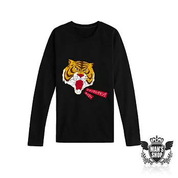 【男人幫 Man’s Shop】T5538＊經SGS商品合核【叢林之王長袖純棉T恤】尺寸全省專櫃可換貨黑色3號(女生L號)