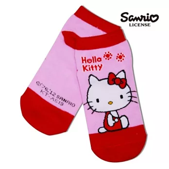 【SANRIO三麗鷗】凱蒂貓HELLO KITTY經典系列直版襪 KT-A513 (15-22cm) x 1入 淺粉/紅