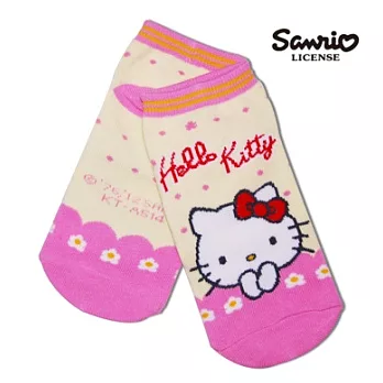 【SANRIO三麗鷗】凱蒂貓HELLO KITTY點點系列直版襪KT-A514 (15-22cm) x 1入黃色