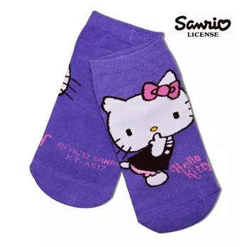 【SANRIO三麗鷗】凱蒂貓HELLO KITTY可愛系列直版襪 KT-A517 (15-22cm) x1入 紫色