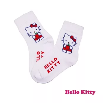 【SANRIO三麗鷗】凱蒂貓HELLO KITTY乖巧系列童襪 KT-A746 (19-21cm) x 1 入 白