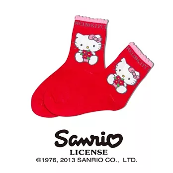 【SANRIO三麗鷗】凱蒂貓HELLO KITTY捧花系列童襪 KT-A748 (15-18cm) x 1 入 深桃