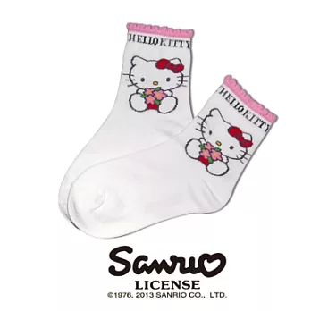 【SANRIO三麗鷗】凱蒂貓HELLO KITTY捧花系列童襪 KT-A748 (19-21cm) x 1 入 白