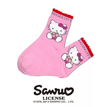 【SANRIO三麗鷗】凱蒂貓HELLO KITTY捧花系列童襪 KT-A748 (19-21cm) x 1 入 中粉