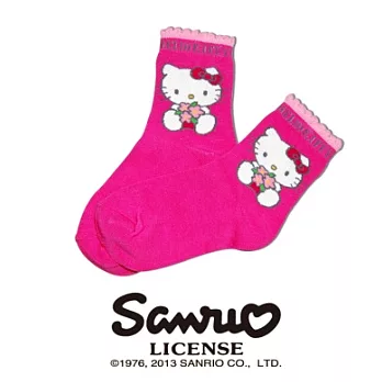 【SANRIO三麗鷗】凱蒂貓HELLO KITTY捧花系列童襪 KT-A748 (19-21cm) x 1 入 桃
