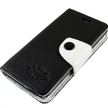 KooPin HTC One mini 雙料縫線 側掀(立架式)皮套伯爵黑