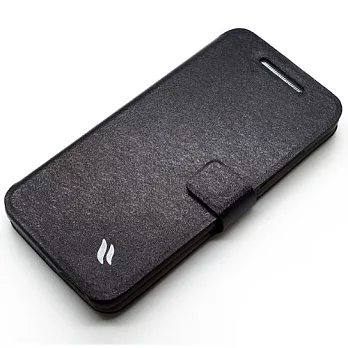 Redberry HTC One mini (可立式)水絲紋薄型筆記本皮套魔幻黑