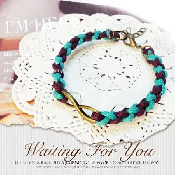 愛無限編織腊繩手鍊 湖水綠+紫