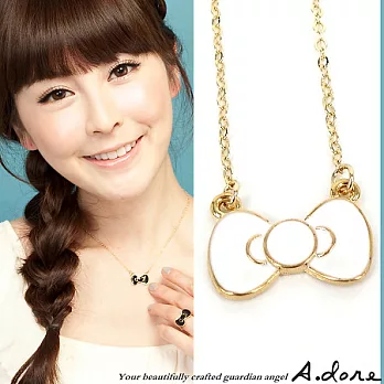 【A.dore】凱緹小蝴蝶結˙鎖骨項鍊(金/白)