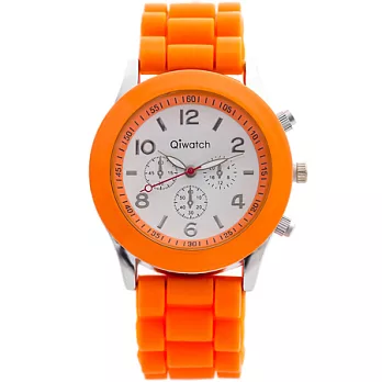 Watch-123 夏天的風-銀白馬卡龍雙色腕錶(蜜橙橘)