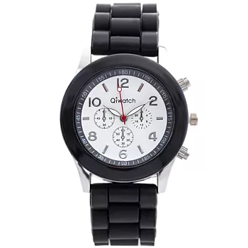 Watch-123 夏天的風-銀白馬卡龍雙色腕錶(時尚黑)
