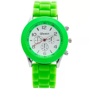Watch-123 夏天的風-銀白馬卡龍雙色腕錶(青竹綠)