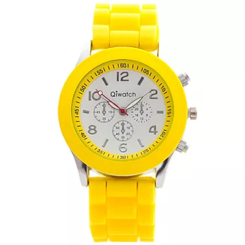 Watch-123 夏天的風-銀白馬卡龍雙色腕錶(甜瓜黃)