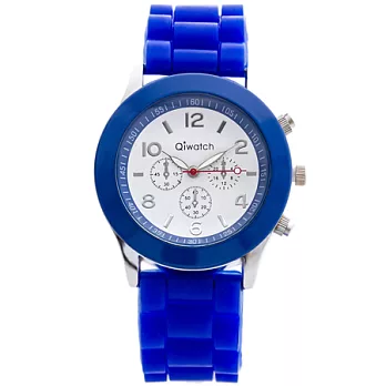 Watch-123 夏天的風-銀白馬卡龍雙色腕錶(寶石藍)