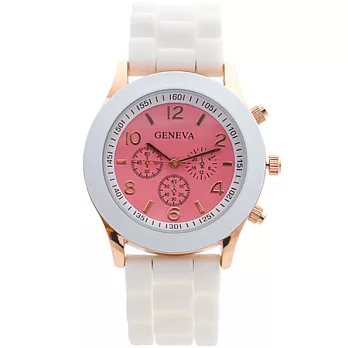 Watch-123 甜蜜雪藏-純白馬卡龍沁涼霓彩腕錶(胭脂粉)